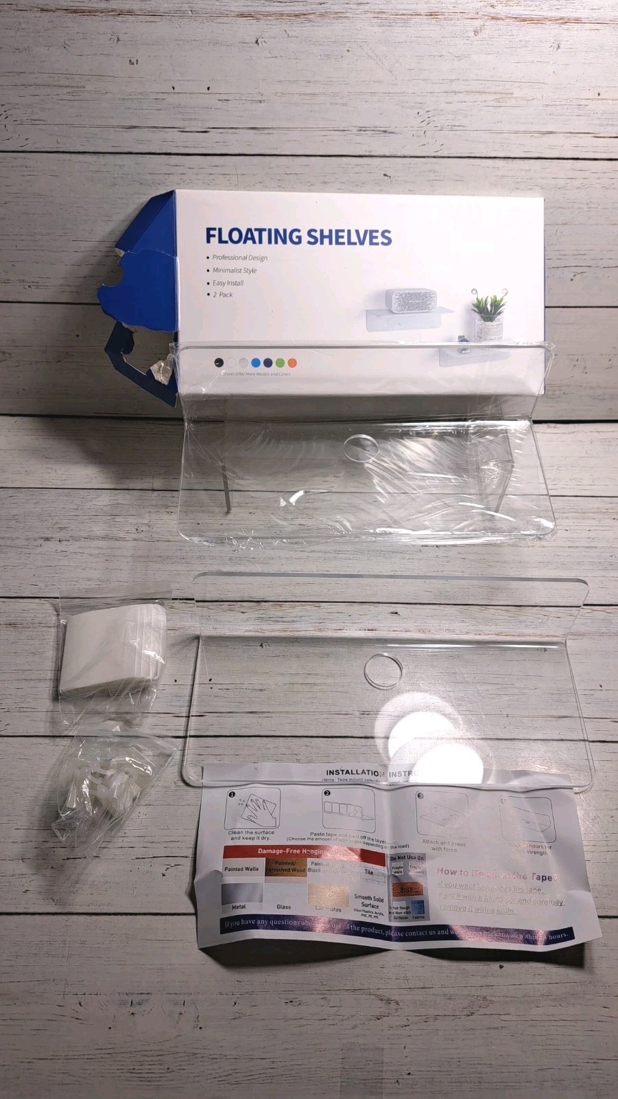 9 Inches Acrylic Wall Shelves 2 Pack, Floating Shelf for Wall Mounting, Acrylic