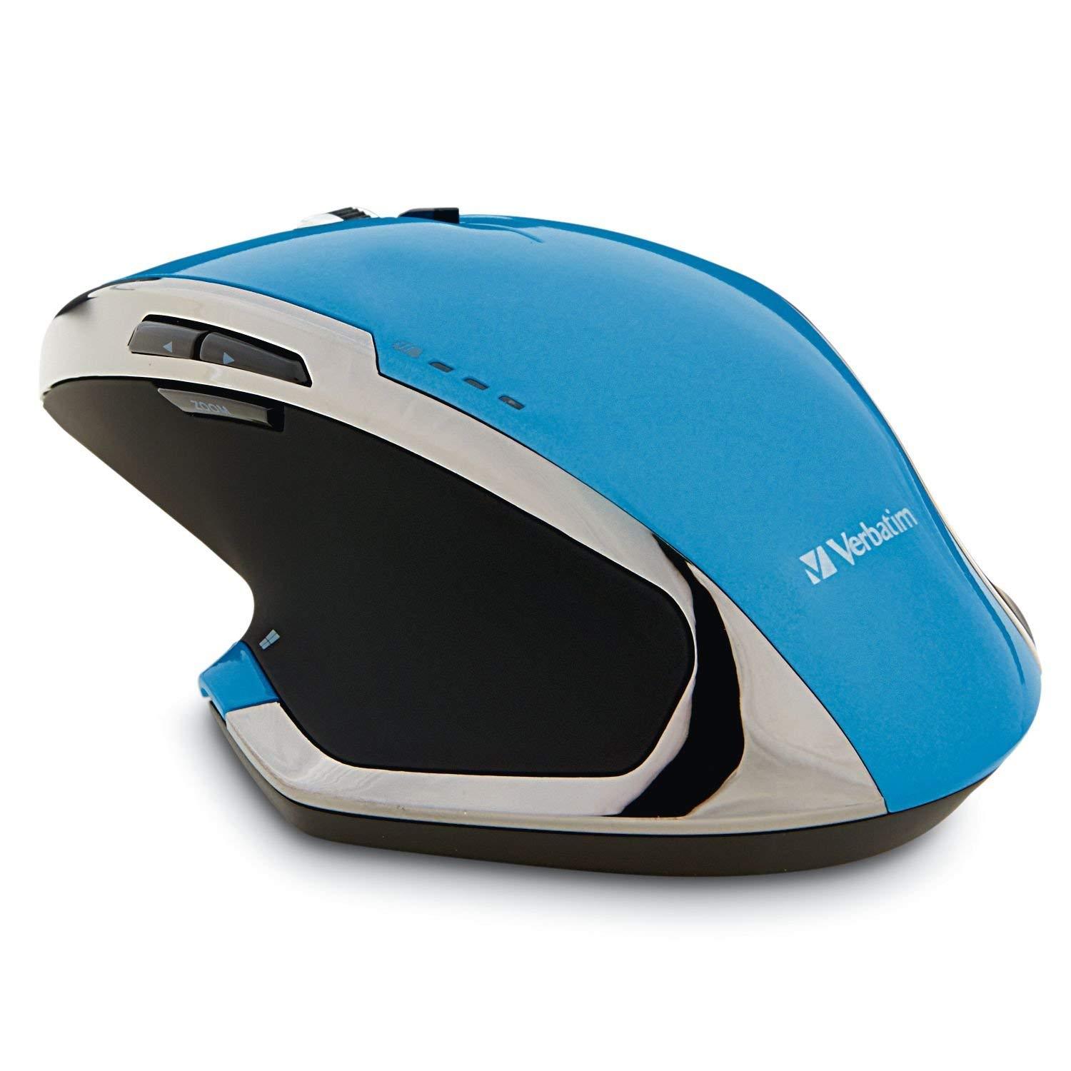 BLUE Verbatim Wireless 8-Button Mouse for Mac Windows Desktop PC Laptop Gaming