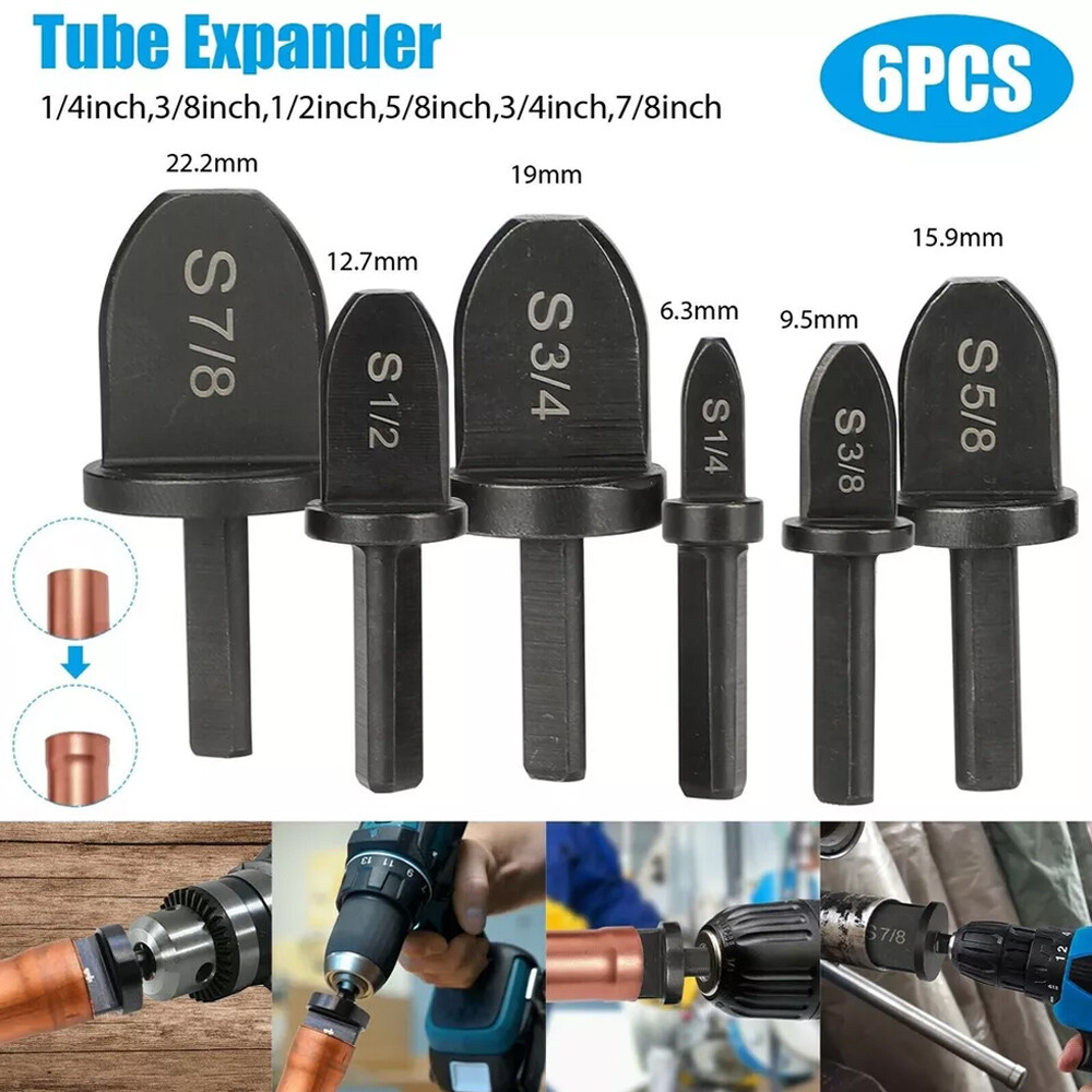 6x Swaging Tool Drill Bit Set Air Conditioner Copper Pipe Flaring Tube Expander✲