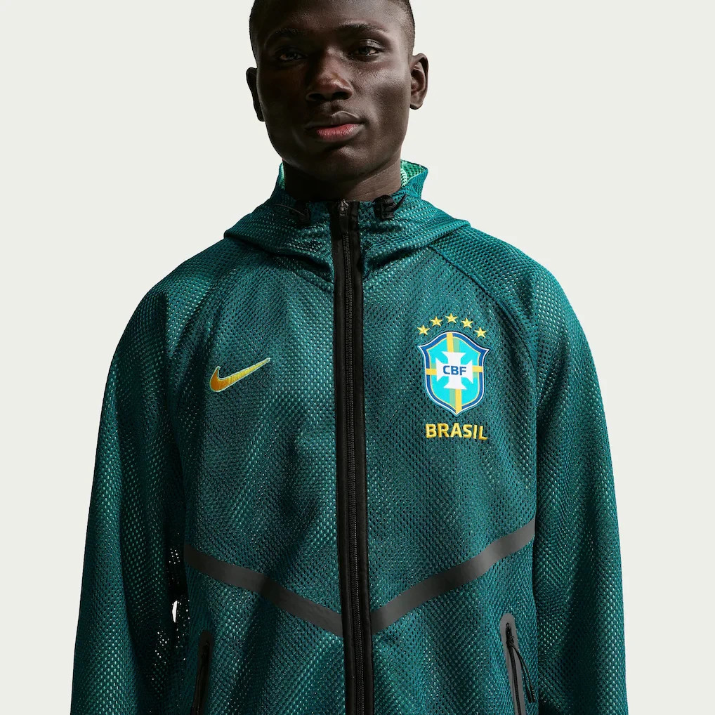 Nike Brazil 2026 Anthem Mesh Dri-FIT Full Zip Hooded Jacket Green Men's NWT