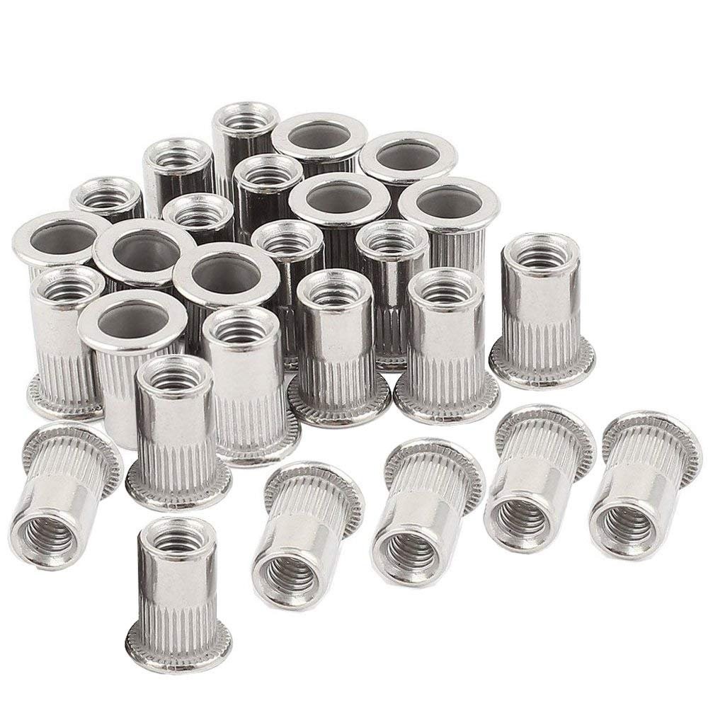 30pcs 1/4-20 Rivet Nuts Stainless Steel Threaded Rivet Insert Nuts Rivnuts