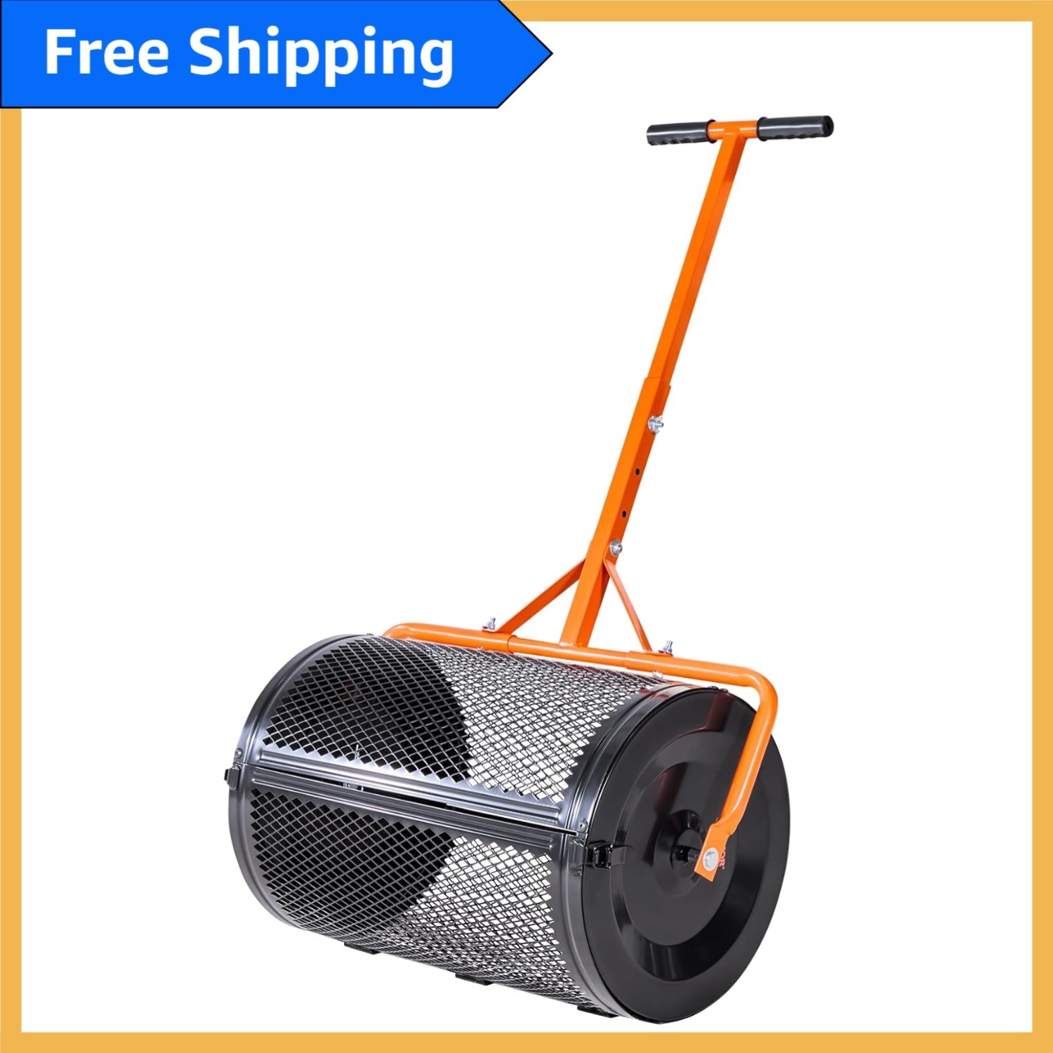 24-inch Durable Compost Spreader with Heavy-Duty Steel and 3 Heights Adjustable