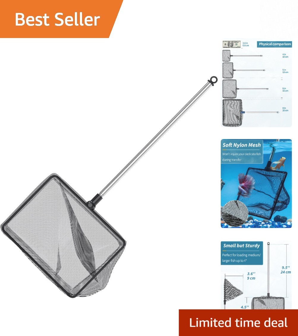 Telescopic Fish Net for Koi Ponds and Betta Tanks, 6 Inch Durable Design
