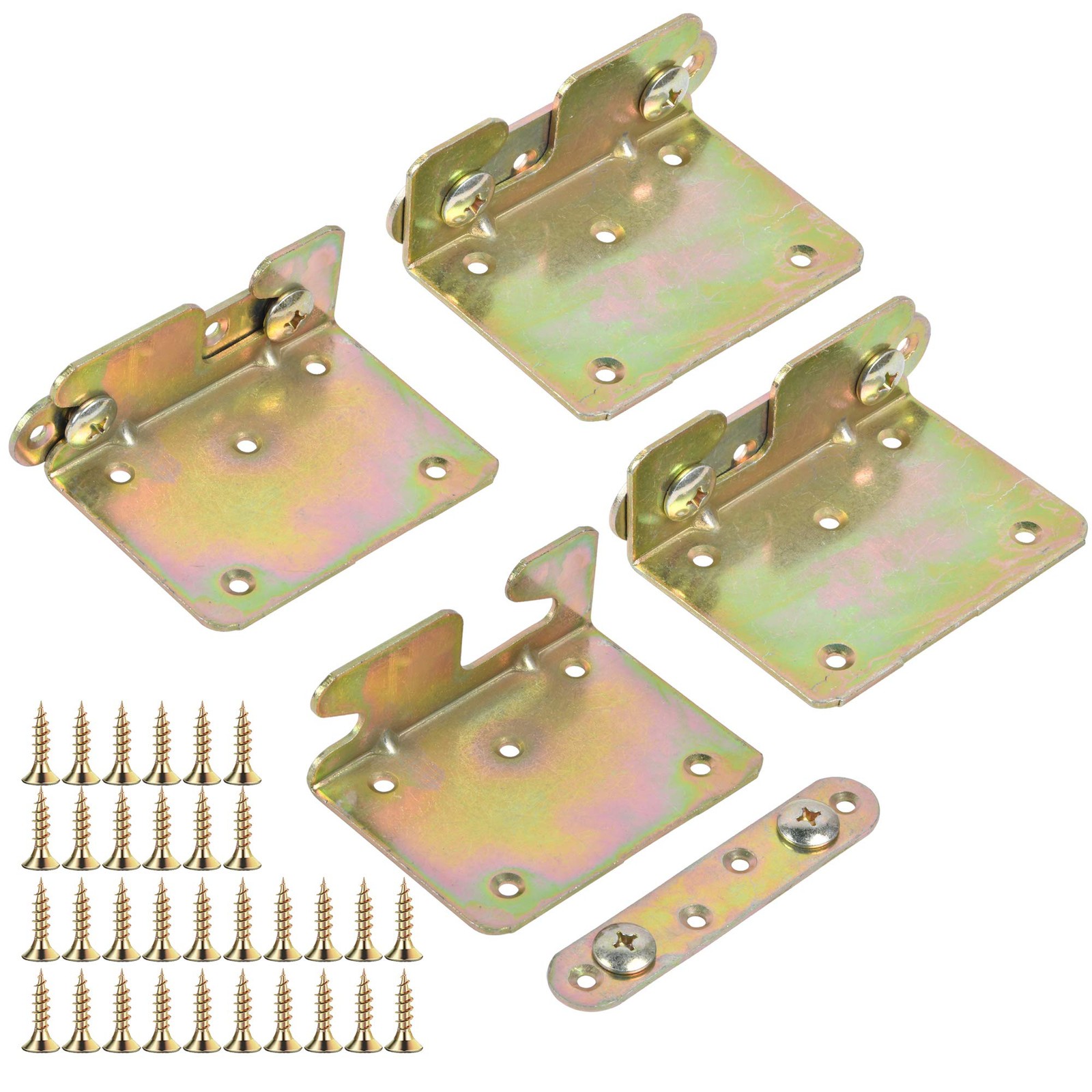 Bed Rail Brackets Heavy Duty NonMortise Fittings Screws Connecting 4 Sets