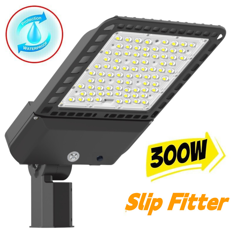 300W LED Parking Lot Shoebox Light with Photocell Waterproof Outdoor Slip Fitter