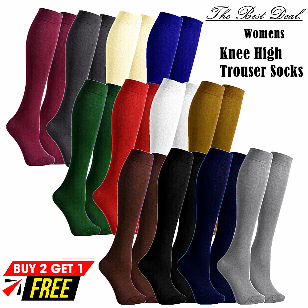 Womens Knee High Trouser Socks Silky Dress Stockings Stretchy Spandex Size 9-11