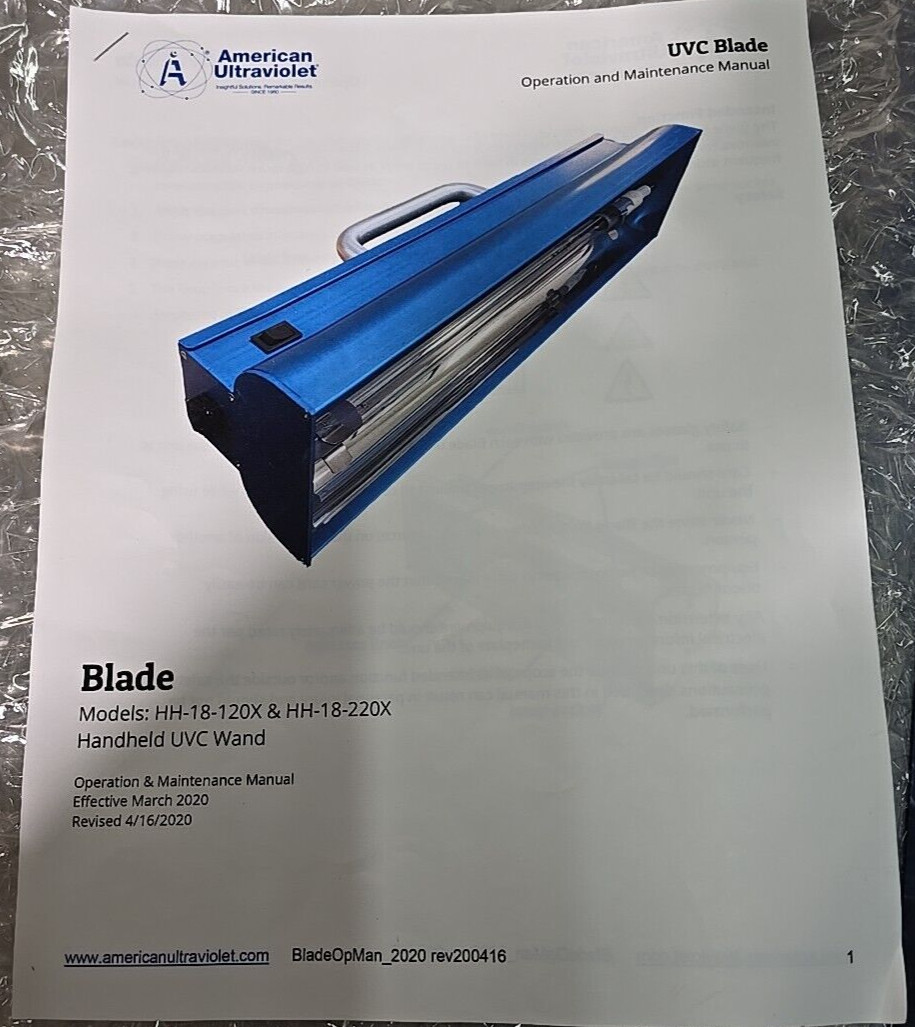 American Ultraviolet UVC Blade Handheld Wand HH-18-120X
