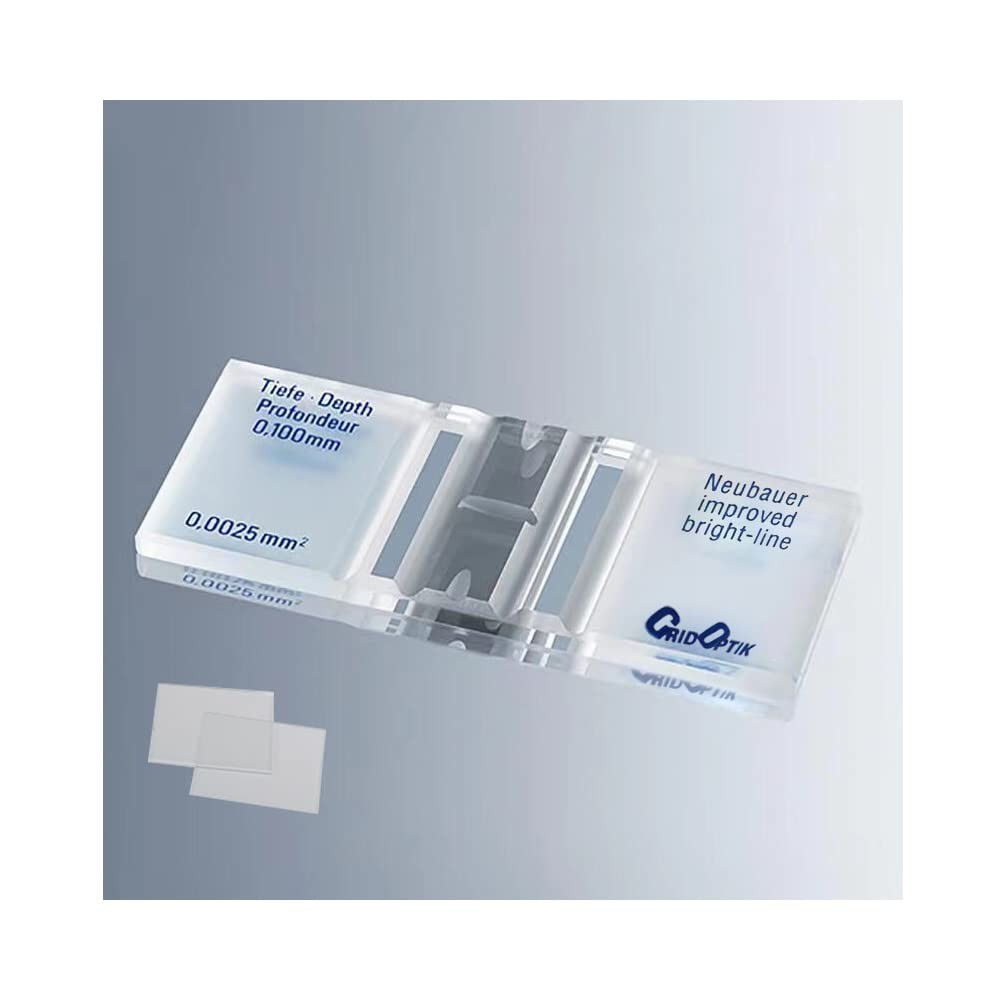 Cell Counting Chamber，Improved Neubauer Hemocytometer with Bright Line and 2 pcs
