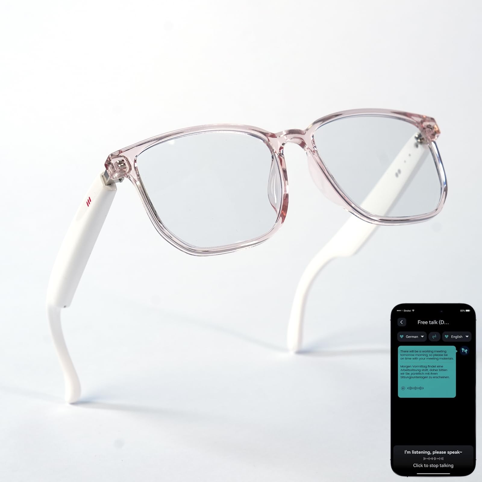 Ai Glasses Bluetooth 5.4 with Translation for Men 160+Languages Color-Change ...