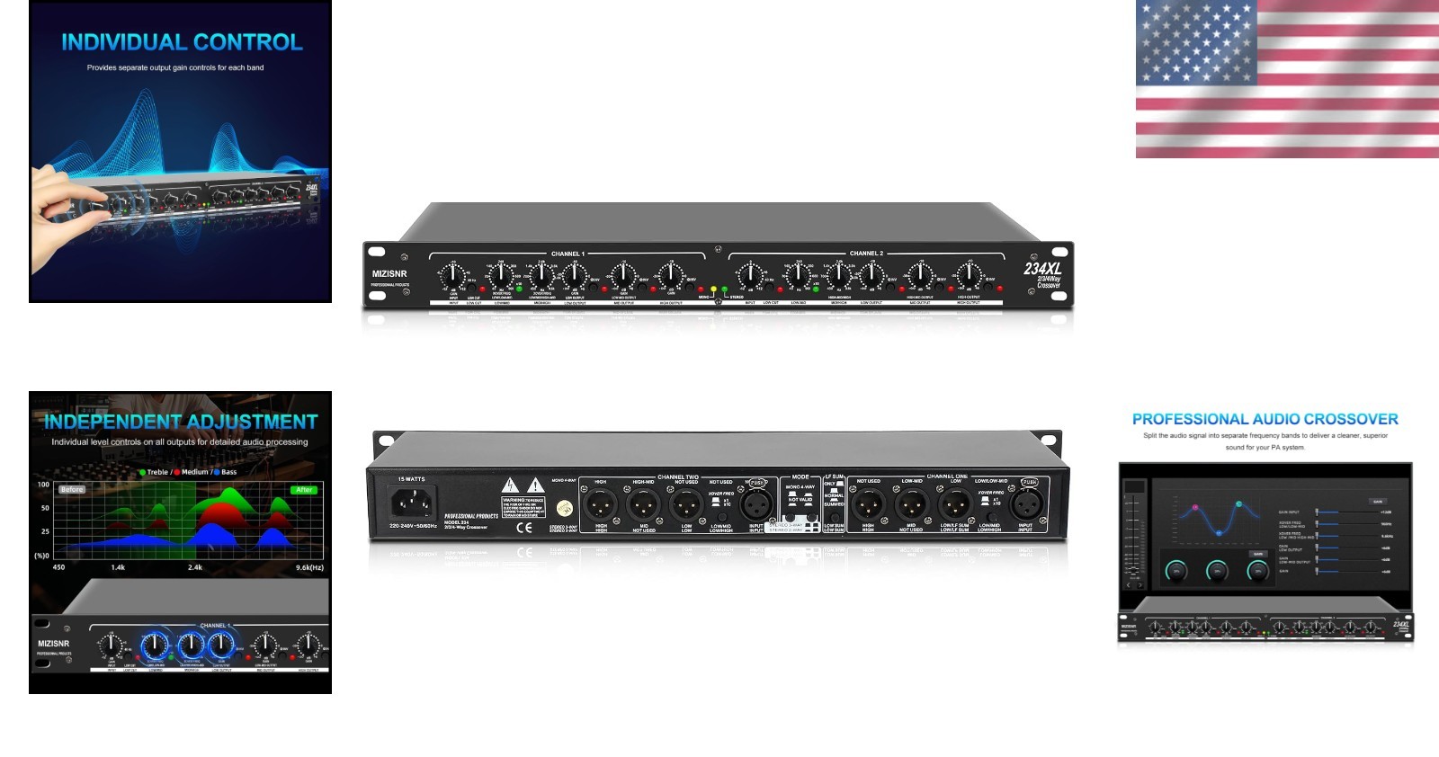 Professional Stereo Crossover XLR Input/Output**