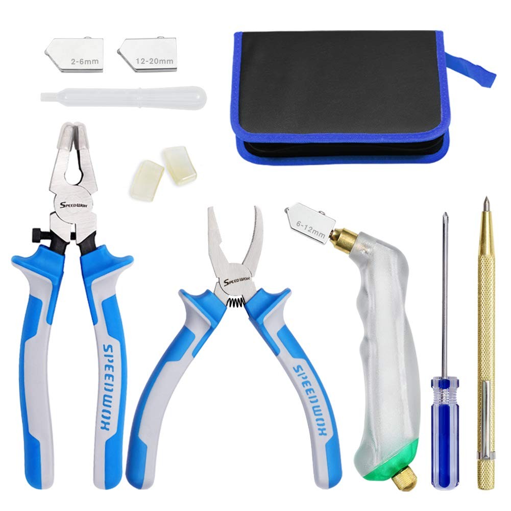 Heavy Duty Glass Running Pliers Breaker Grozer Pliers Set 12PCS Glass Cutting...