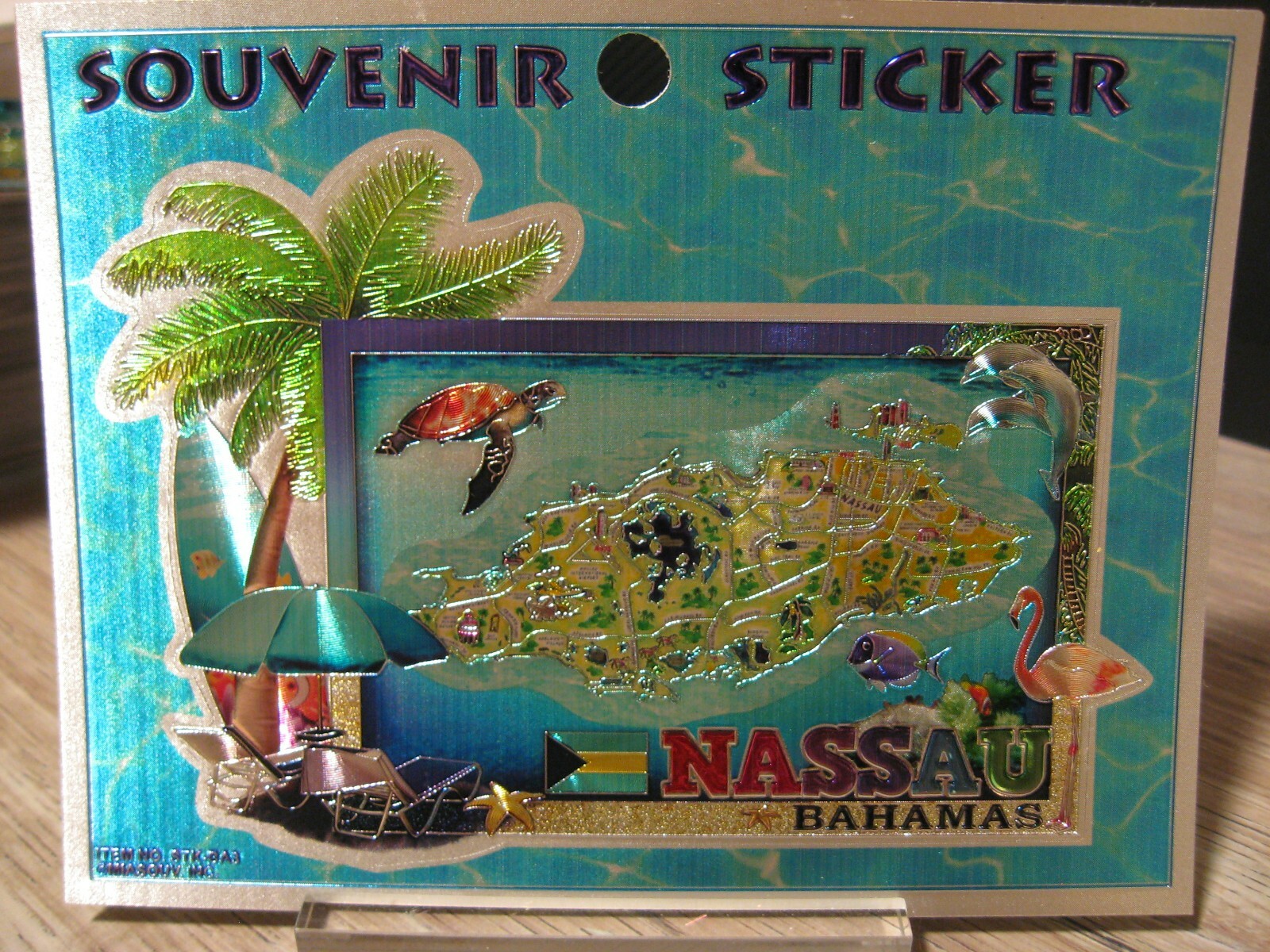 5" Decal - Nassau - Bahamas - Beach Umbrella - Vinyl Sticker