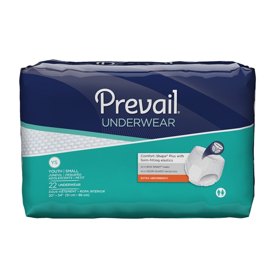 Prevail Extra Pull On Youth Absorbent Underwear Small 20''-34'' 22/Bag -6 Pack