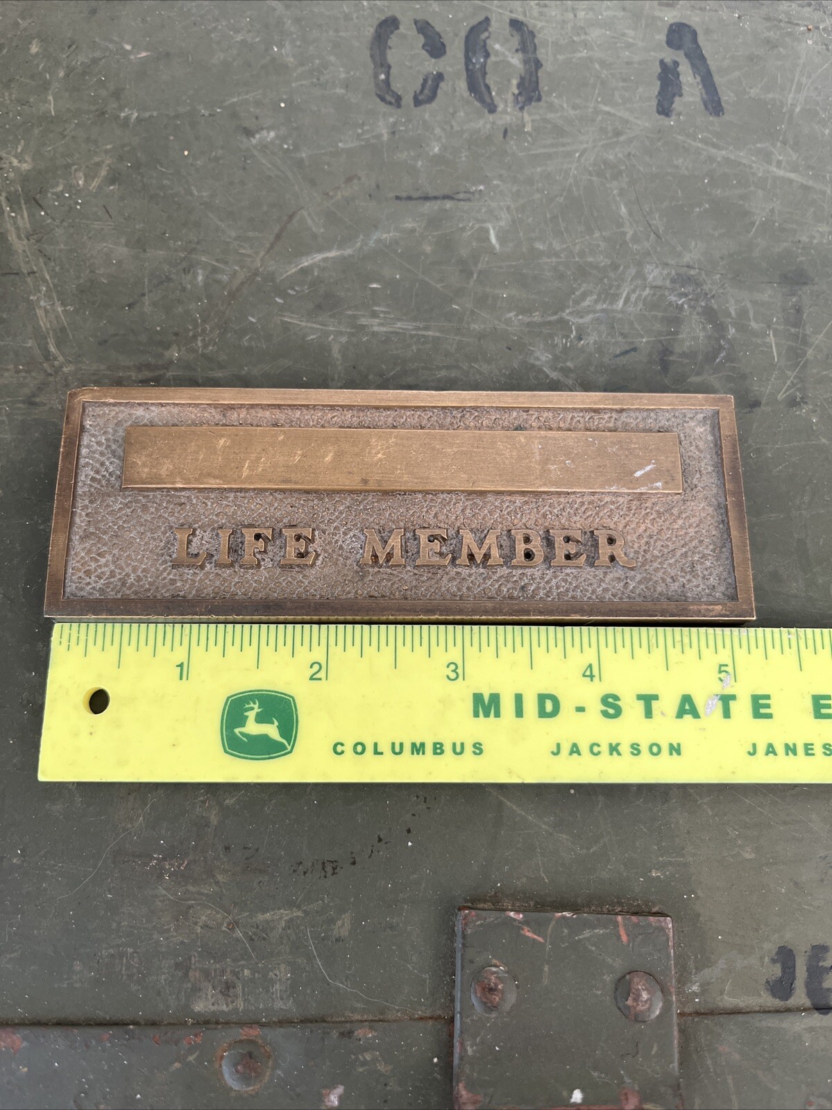 Vtg BRASS Life Member 1966 PICTURE FRAME LABEL MEMORIAL PLATE NAME TAG BLANK