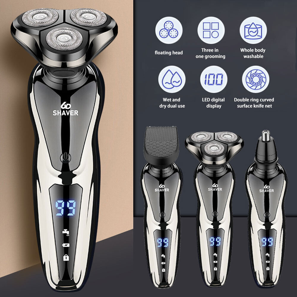 Electric Wet/Dry Razor Men USB Rechargeable Rotary Shaver Beard Trimmer Shaving