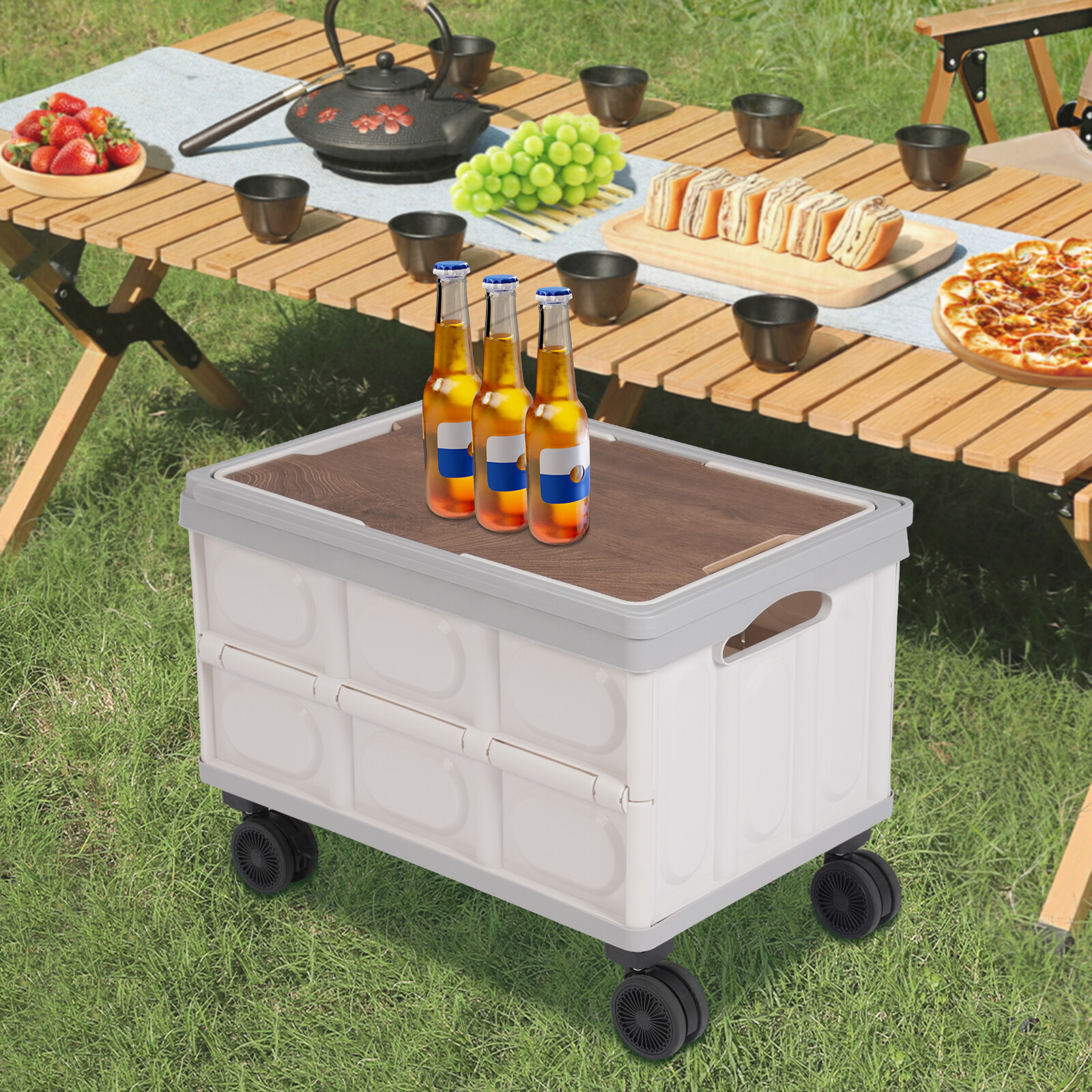 Large Capacity Rolling Cart Foldable Organizer Foldable Box For Outdoor Store US