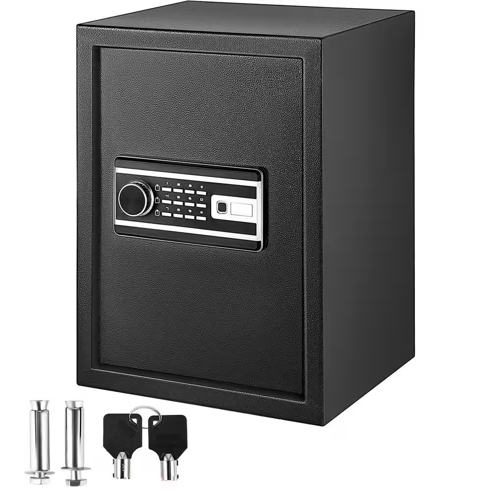 Fingerprint Safe Box, 2.1 Cu. Ft. with 2 Keys and Digital Keypad, Steel Safe Sto