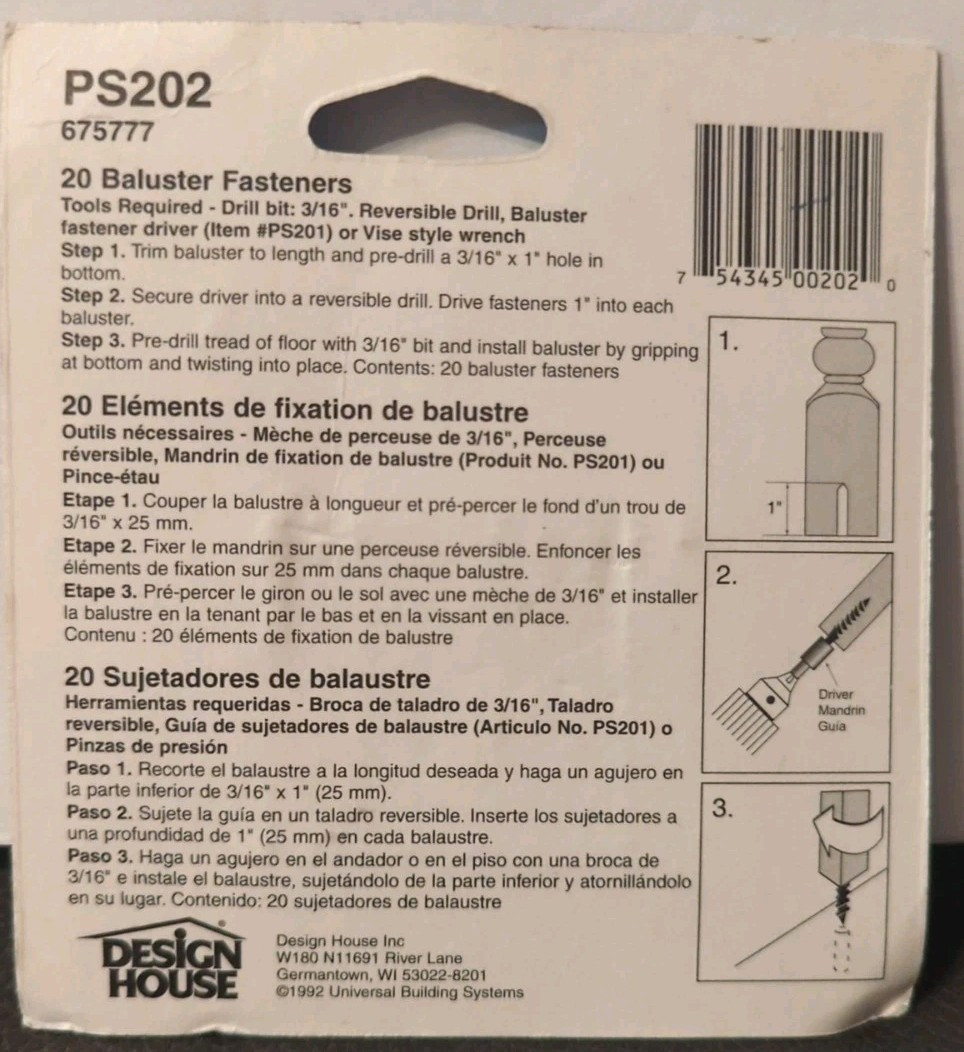 Baluster Fasteners, 2" Length (Pack of 20)