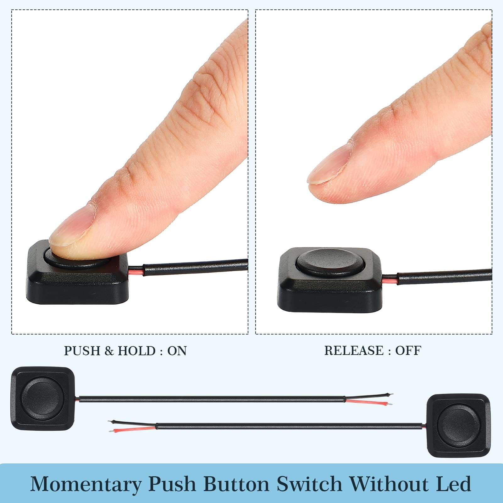 LEIFIDE 4 Pcs Momentary Push Button Switch 12v 24v Surface Mount Mini Black