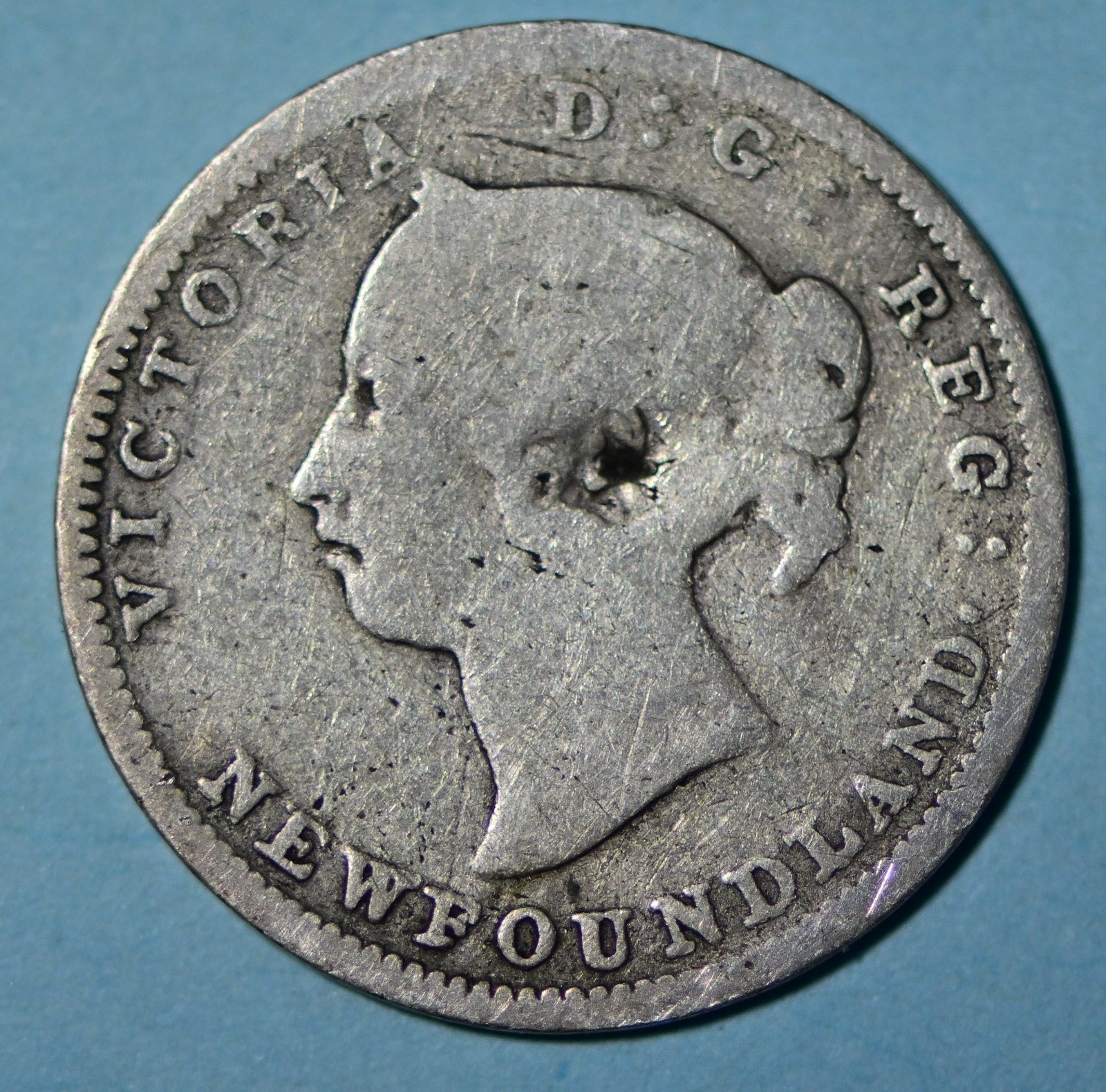 Newfoundland 5 Cents, 1888 Obverse 3 Silver coin  Rare valued by coin snap