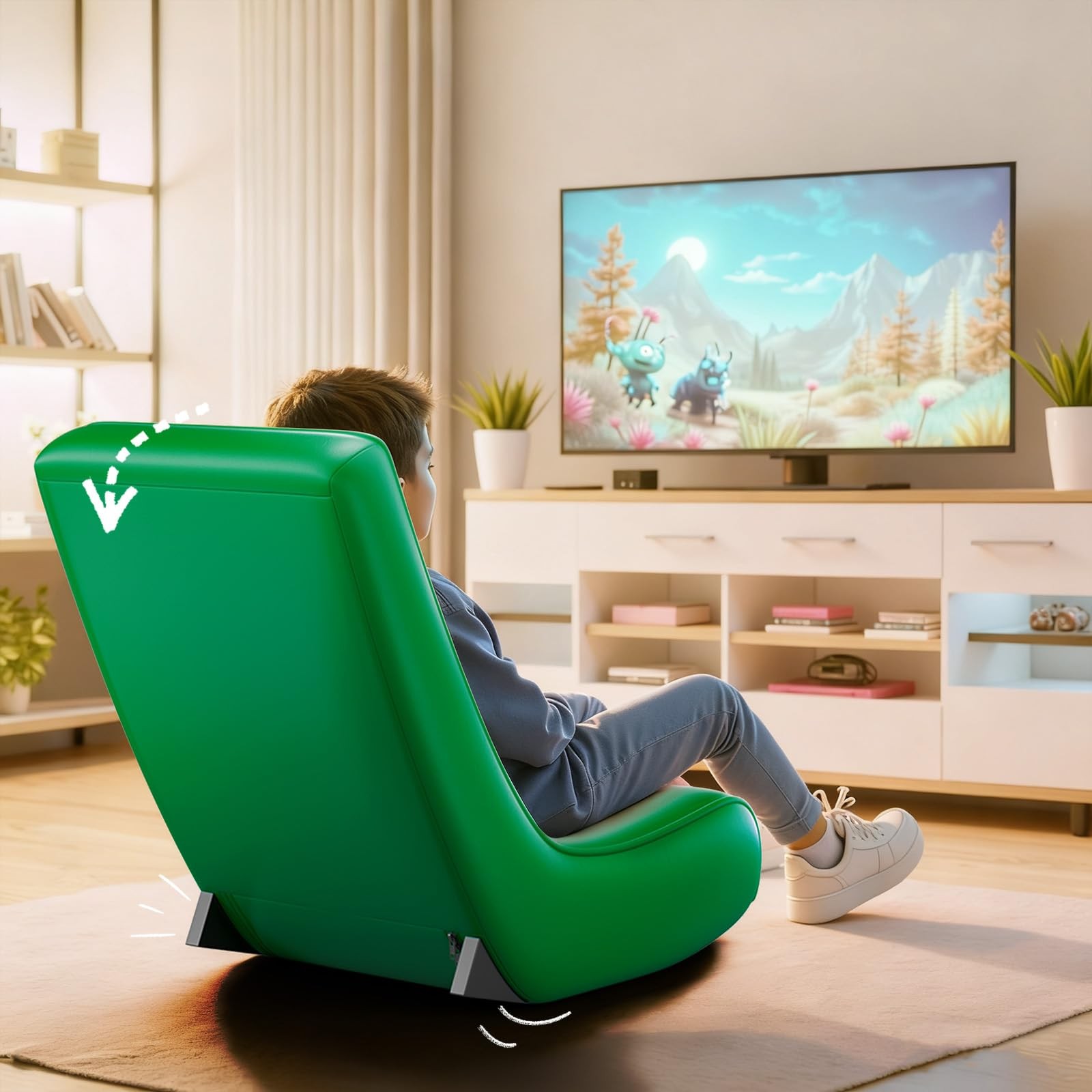 GTPLAYER Gaming Floor 15.74 in x 16.92 x 21.56 in, 01 Green Cat Pattern