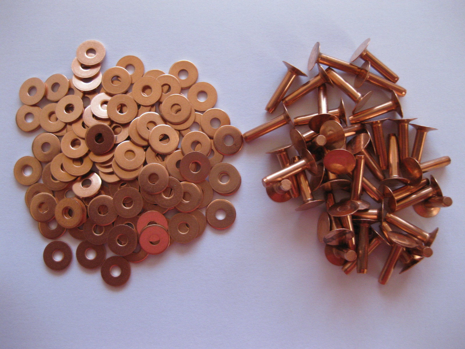 Copper saddlers rivets 10 Gauge x 1/4 with washers leather belt bag arts crafts