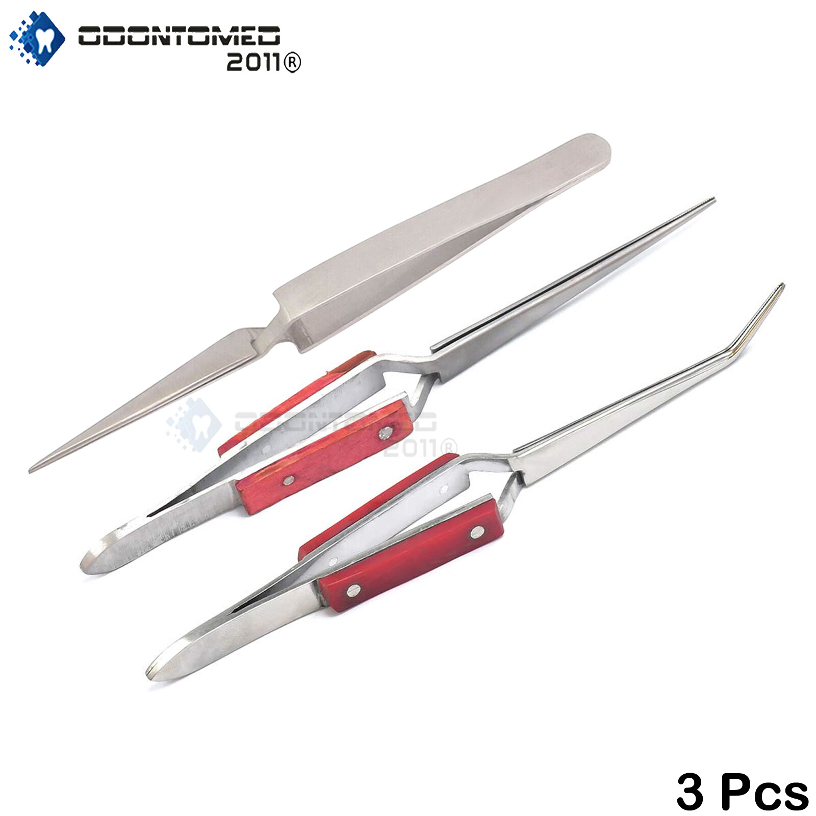 Fiber Grip Tweezers Set of 3 Cross Locking & Straight + Cross Str 5.5" Jewelers