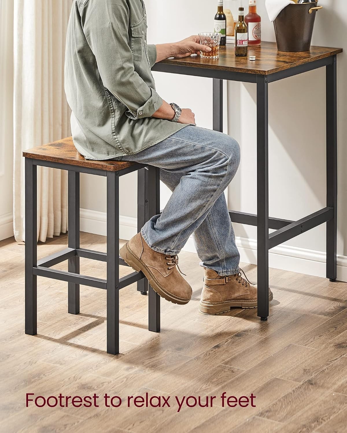 Stylish Dining Pub Set for 2 - Compact Bar Table with Stools for Small Spaces