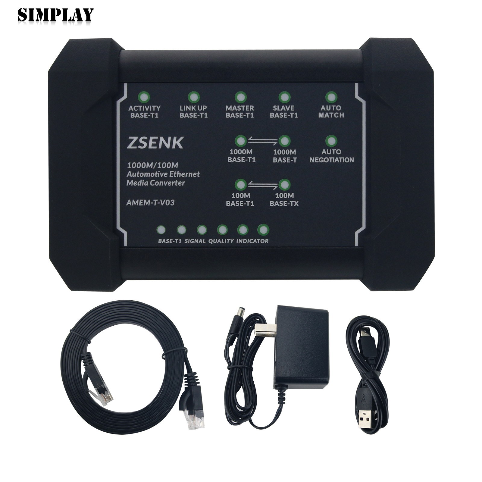 ZSENK 1000M/100M Automotive Ethernet Media Converter (15EDG-3.81mm Connector)