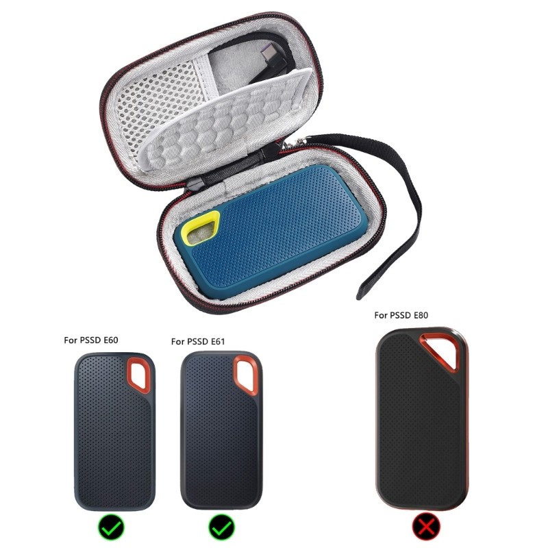 Hard Carrying Case Pouch for E61 E60 SSD EVA Protective Storage Case Protector
