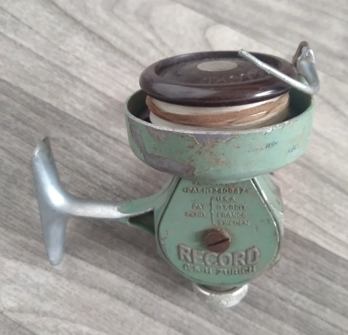 Vintage Record CSH C. Siegrist Zurich Fishing Reel Swiss Made Green