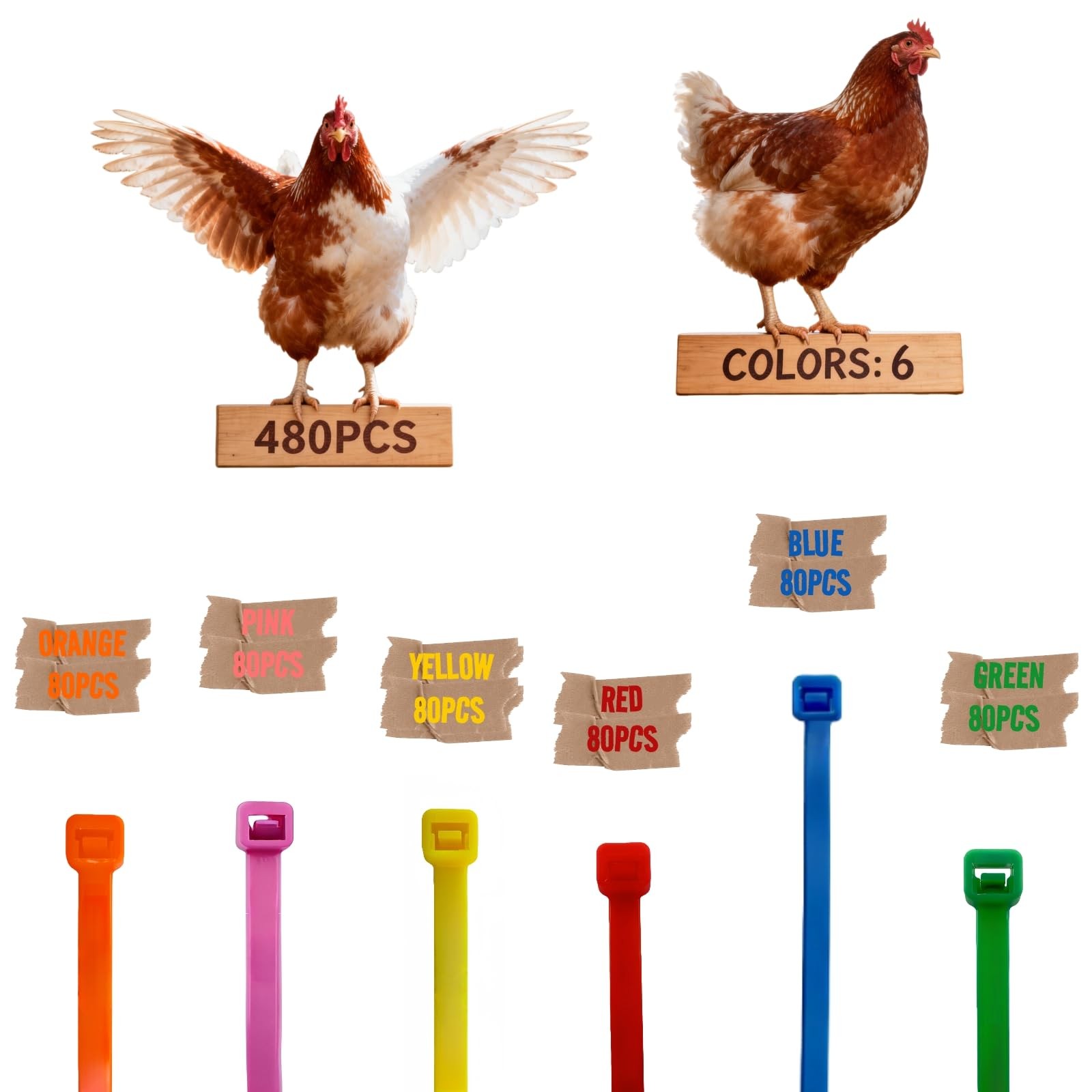 480Pcs Chicken Leg Bands - Easily Identify Your Poultry with Colorful Leg