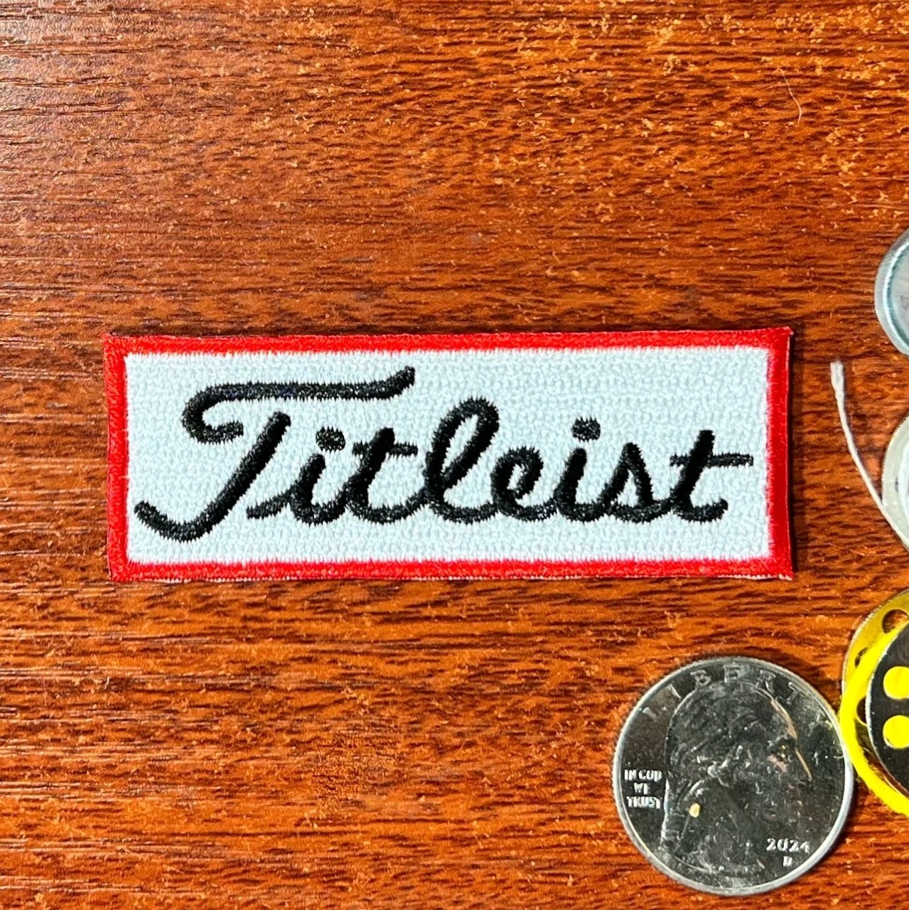 Titleist Golf Fan Patch Sports White Black Red Embroidered Iron On Badge 1x2.75"