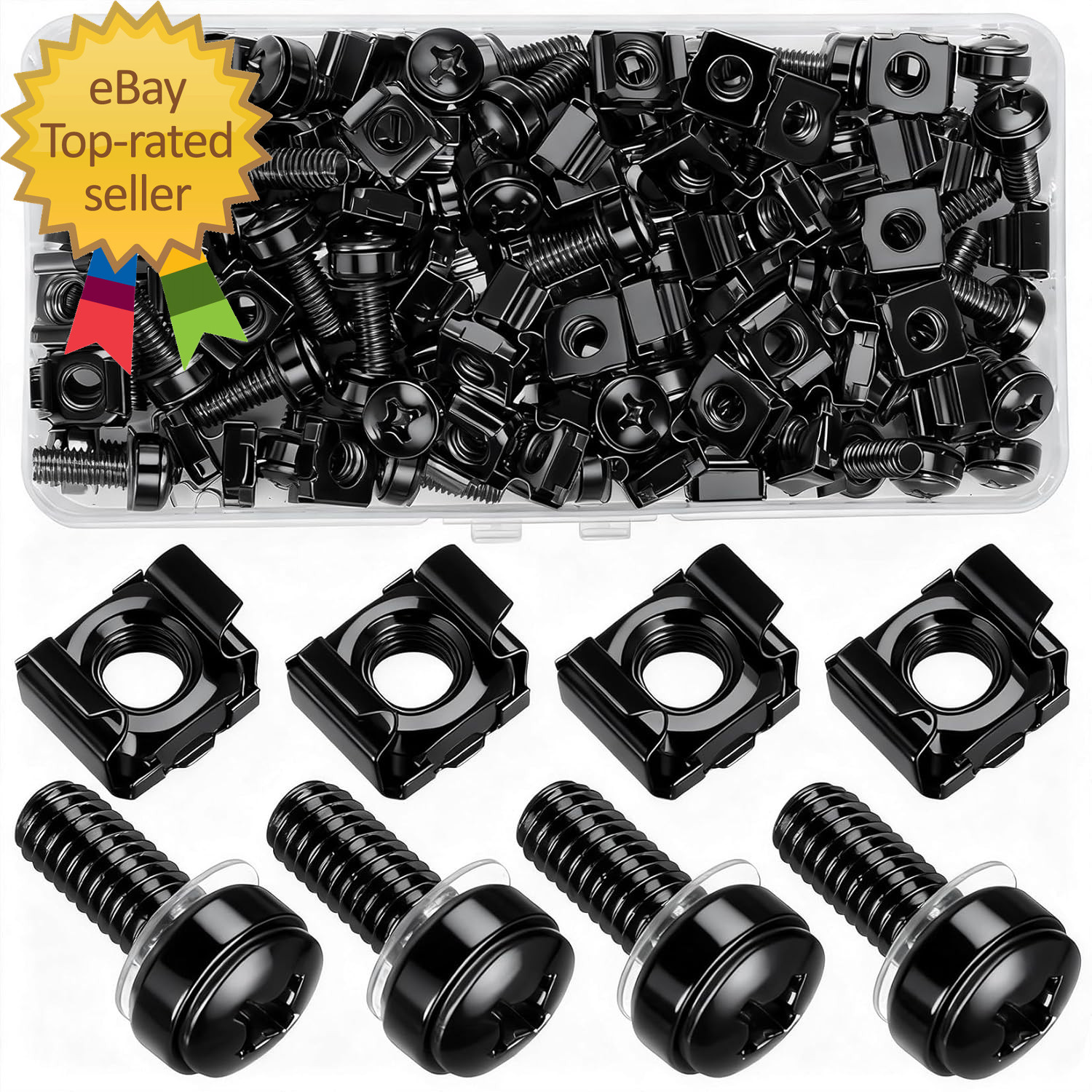 110 Pcs/55 Set Rack Mount Screws and Cage Nuts for Rack Mount Server Cabinet