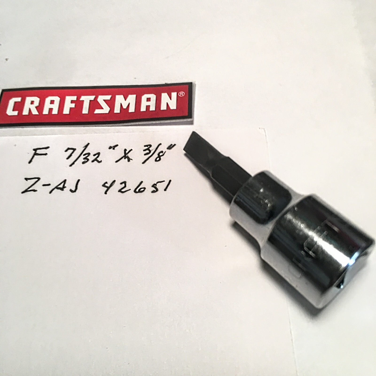 Craftsman F 7/32" x 3/8" Dr Flat Bit Socket Z-AH 42651 Free USA Shipping