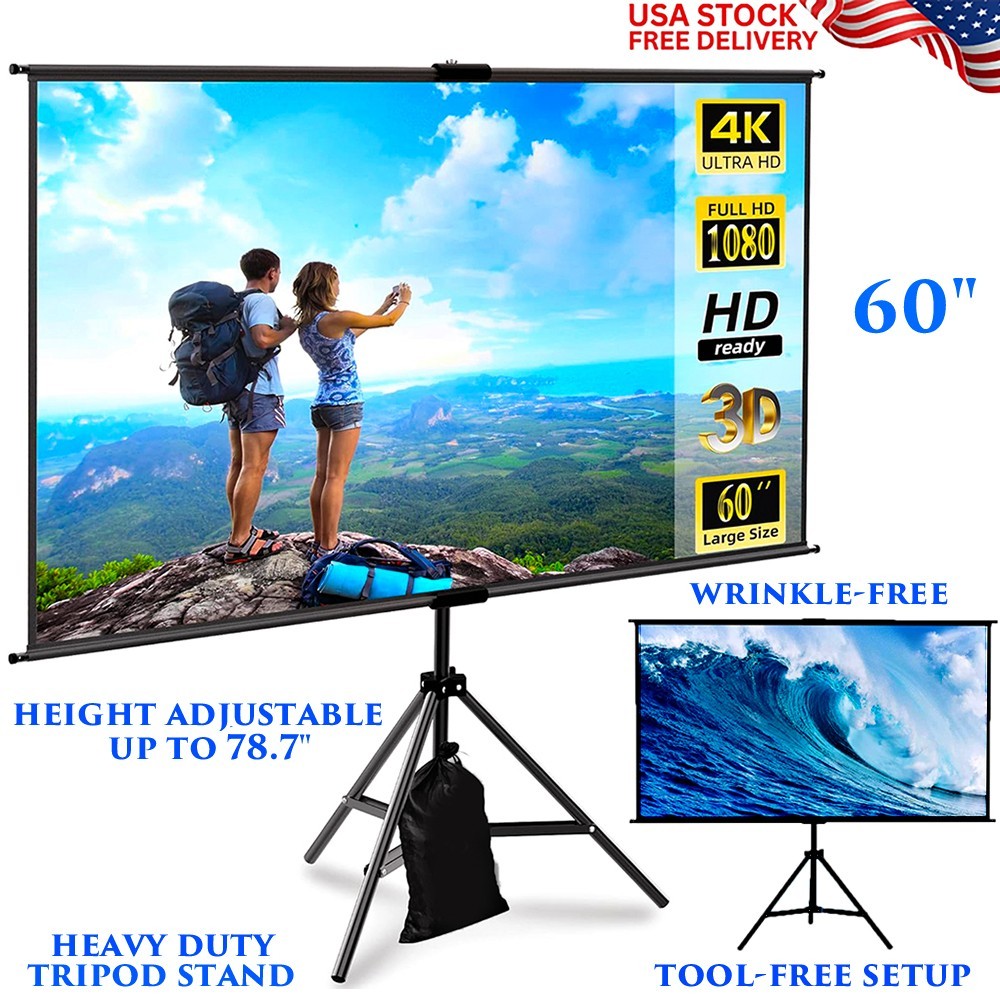 16:9 PROJECTOR SCREEN WITH STAND 60 INCH PORTABLE OUTDOOR INDOOR MOVIE SCREEN
