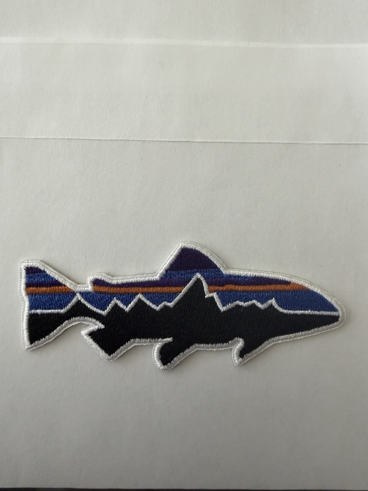 Patagonia Trout Mountain Logo Patch Embroidered Iron On Sew On Fishing