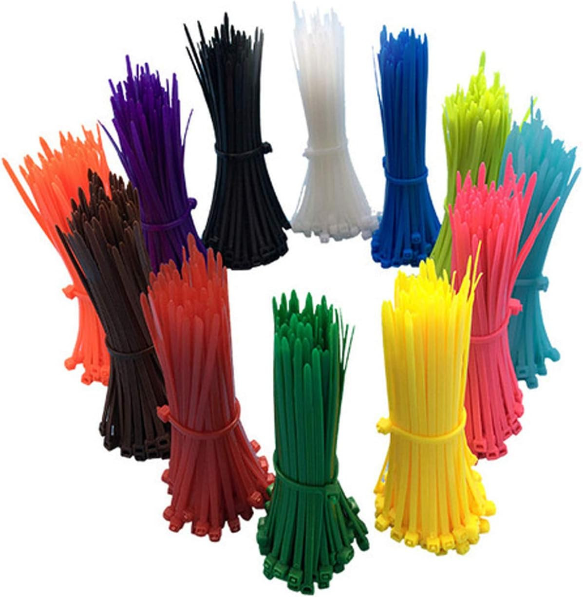 1200 Pieces Zip Ties, 4 Inch Multi-Purpose Assorted Colored Self-Locking Nylon C
