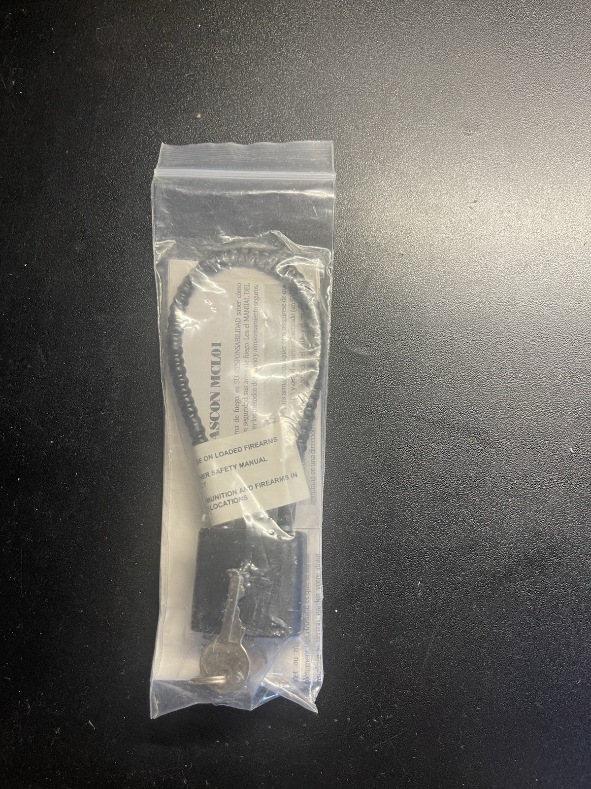 Mascon MCLO1-P  Universal Cablelock Black Gun Safety Lock 5" With Doube key B4