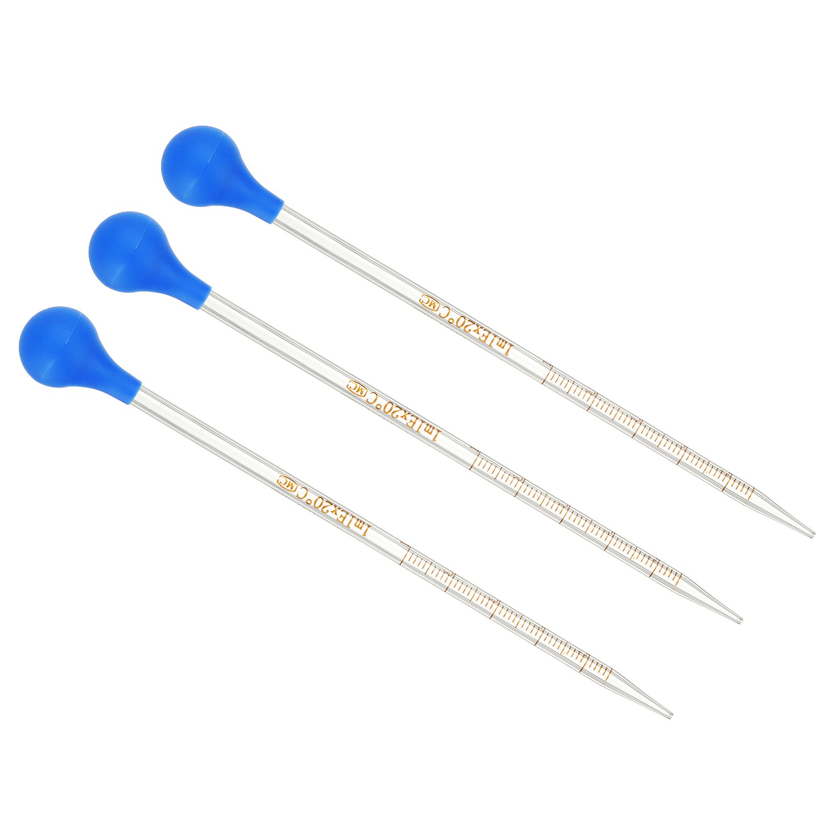 Graduated Dropper Pipettes Kit, 3pcs 1ml Pipette with Rubber Cap, Clear