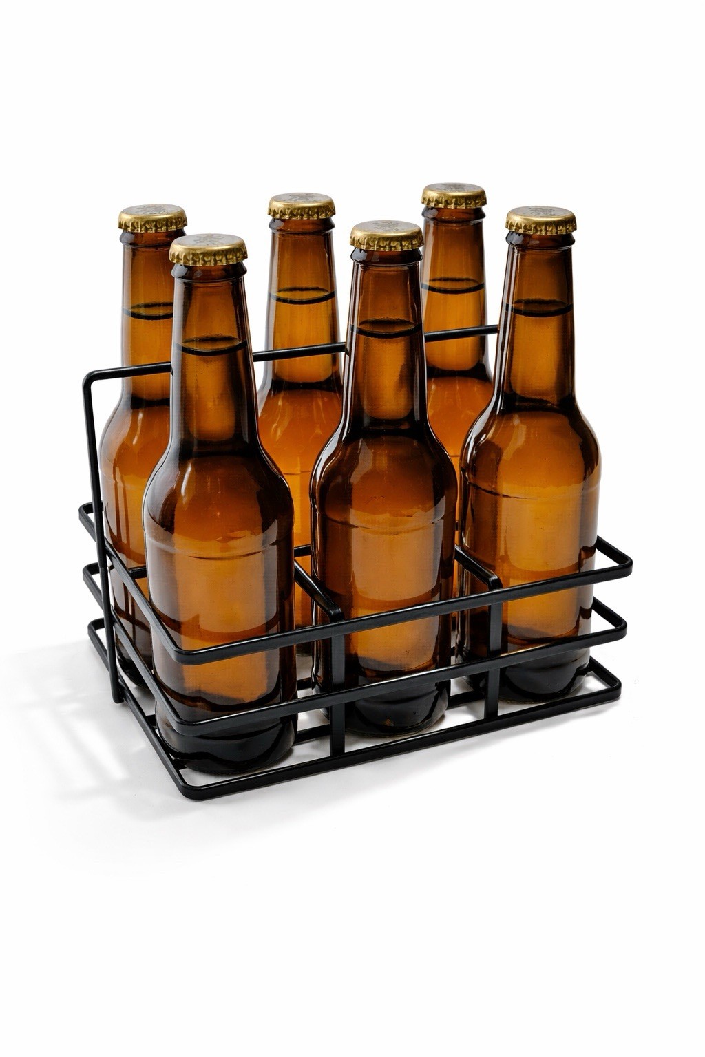 Black Metal 6-Bottle Freestanding Holder Rack, Portable, Easy Clean