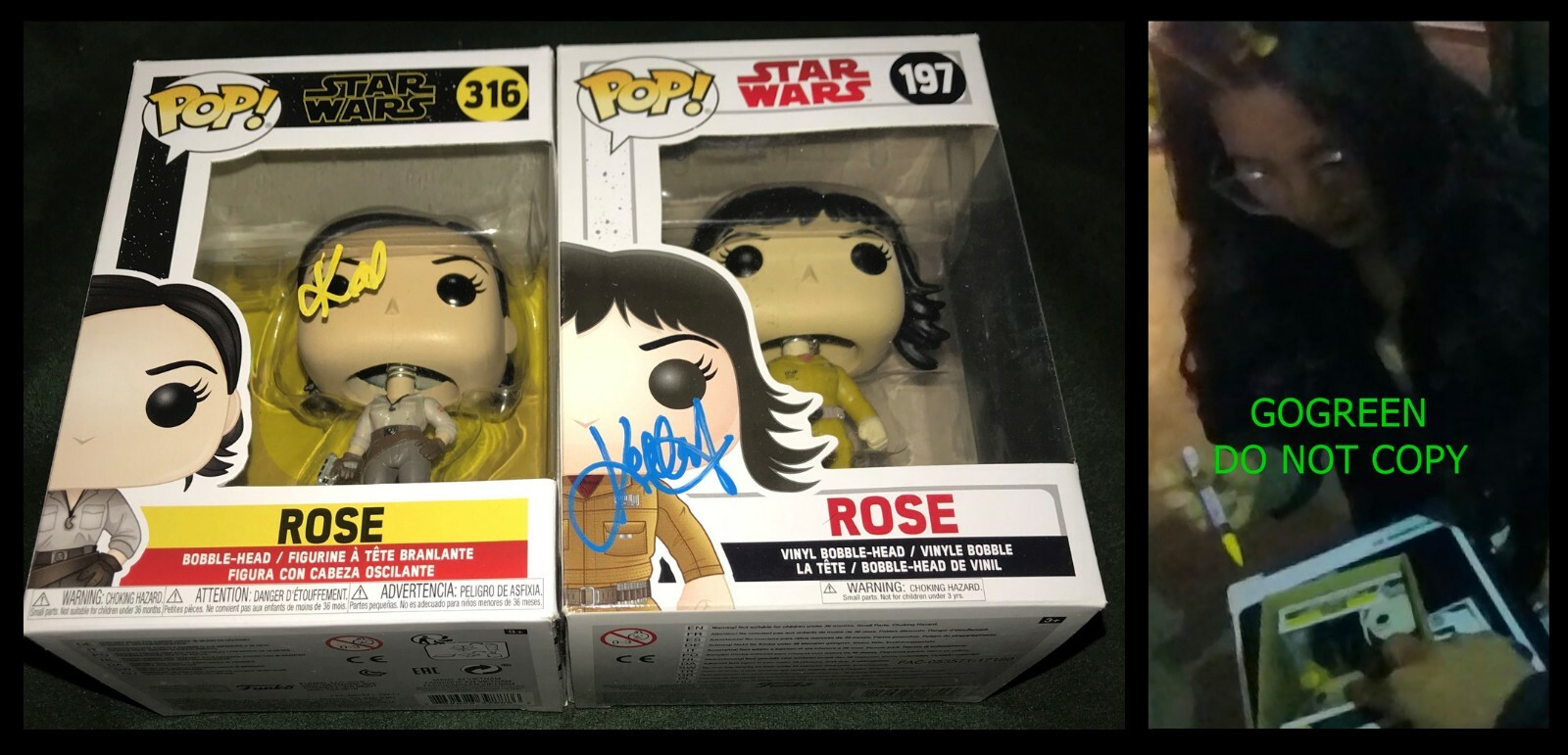 Kelly Marie Tran signed Rose Tico funko pop Rise of Skywalker poster photo proof