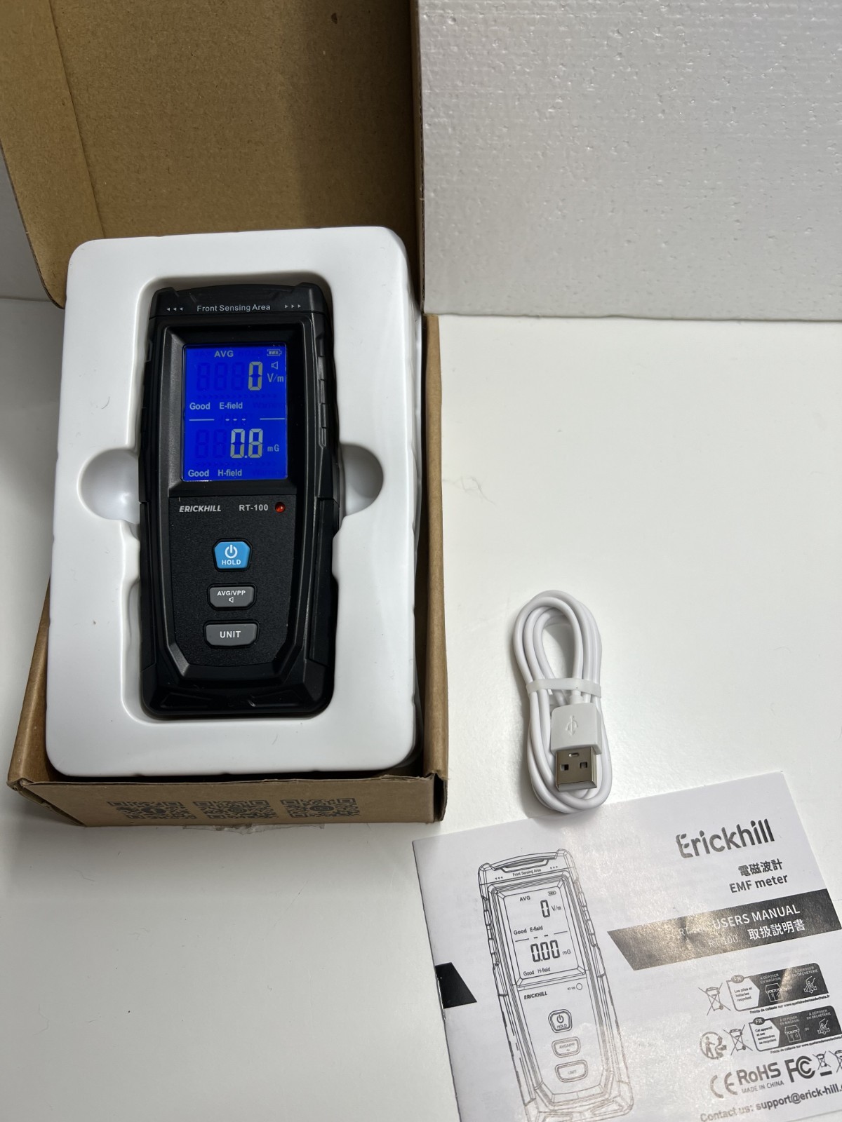 ERICKHILL RT-100 3 in 1 EMF Detector, Electromagnetic Field Radiation Detector
