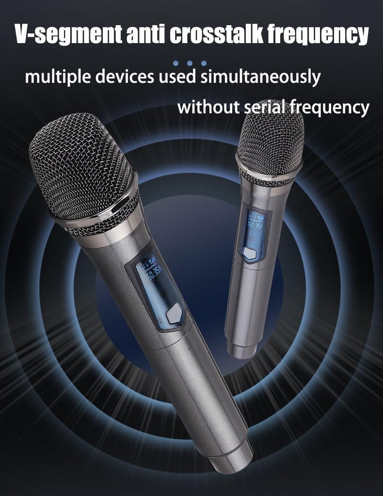 Portable Wireless Handheld Microphone Receiver Mic Set For Karaoke Speech 2Pack