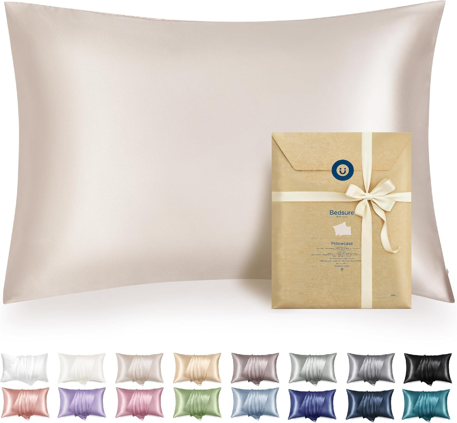 Satin Pillowcase with Zipper, Similar to Silk Pillow Cases 2 Pack, Beige Satin P