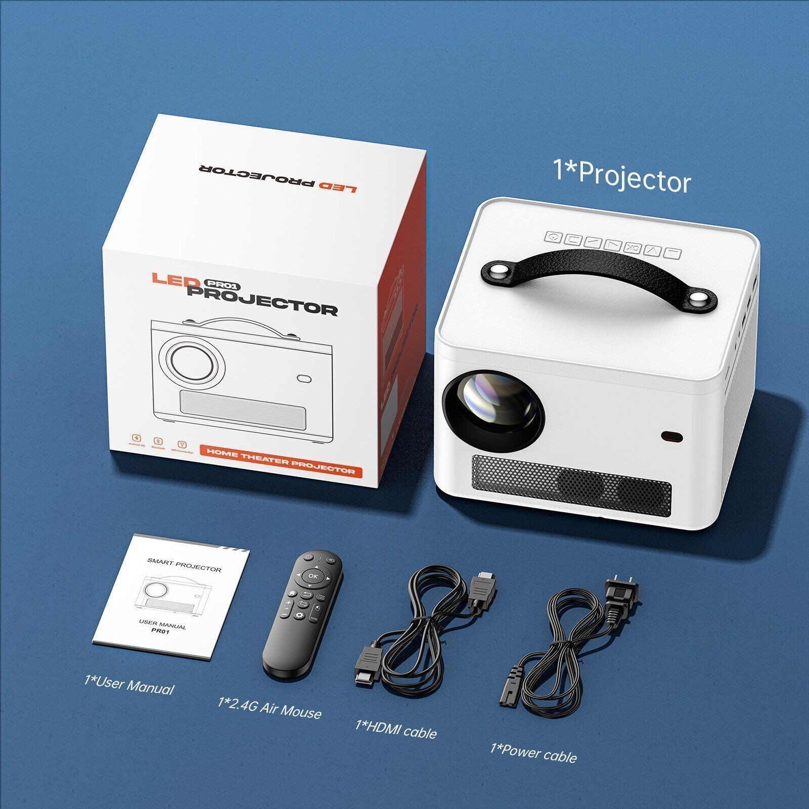 Portable Native 1080P Projector WiFi Bluetooth Home Theater For Android iPhone