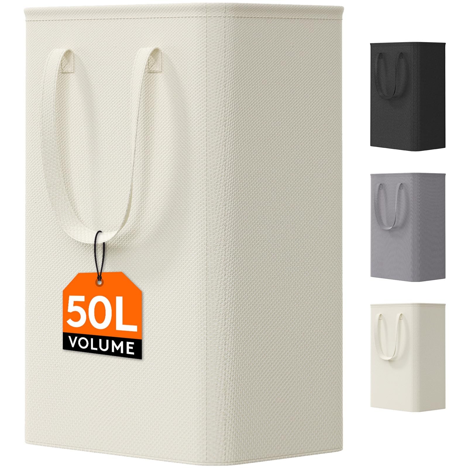 Lifewit 50L Slim Laundry Hamper, Narrow Small Basket with 50L, White