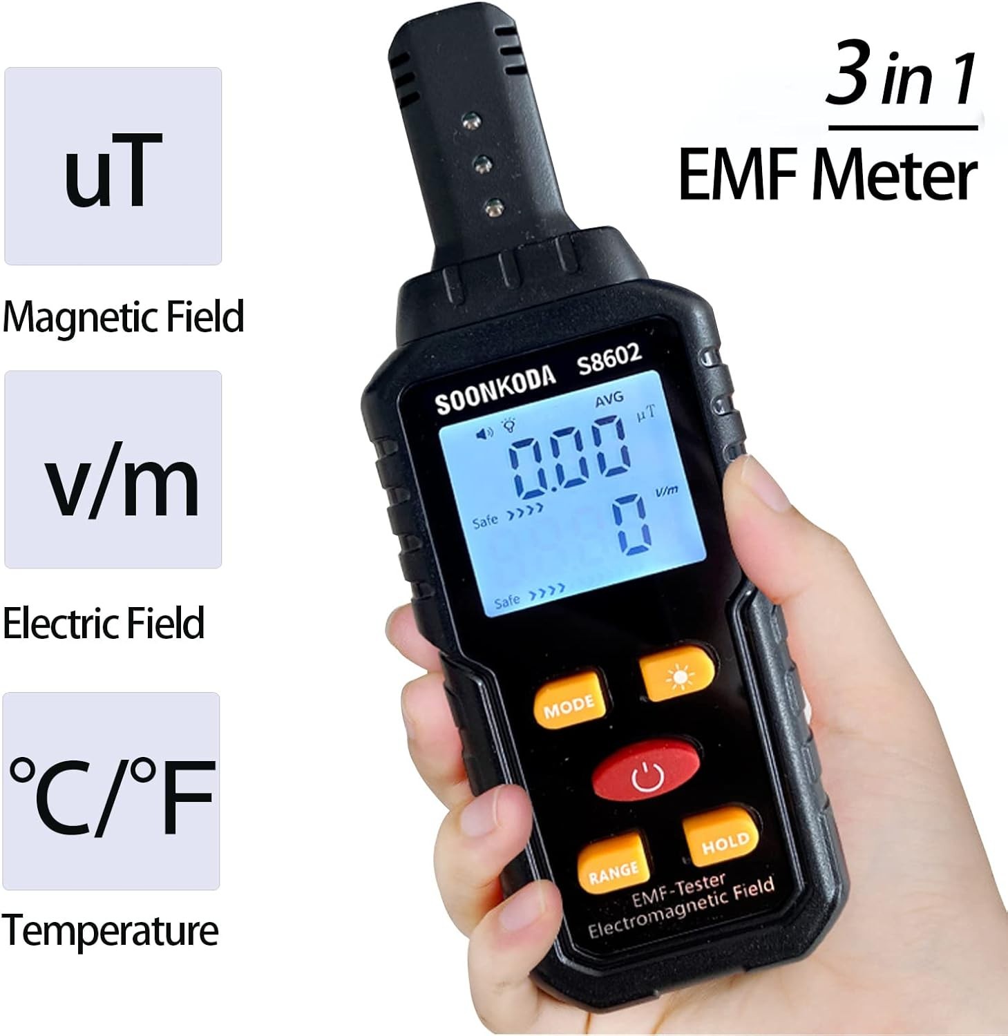 3 in 1 EMF Meter,EMF Reader,Electromagnetic Field Radiation Detector,EMF Test...