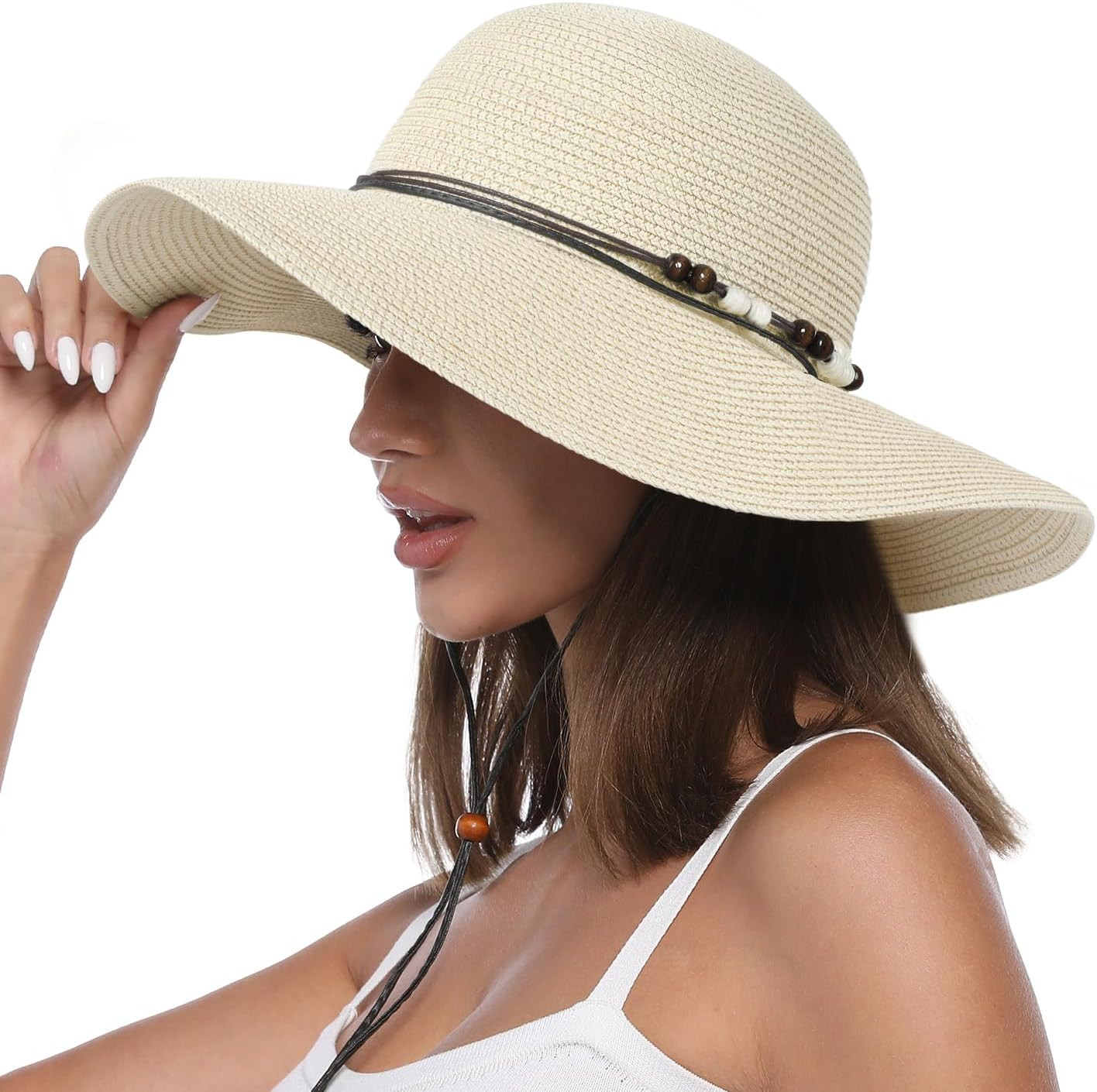 Sombrero de paja flexible para mujer ala ancha proteccion solar UPF 50 plegable