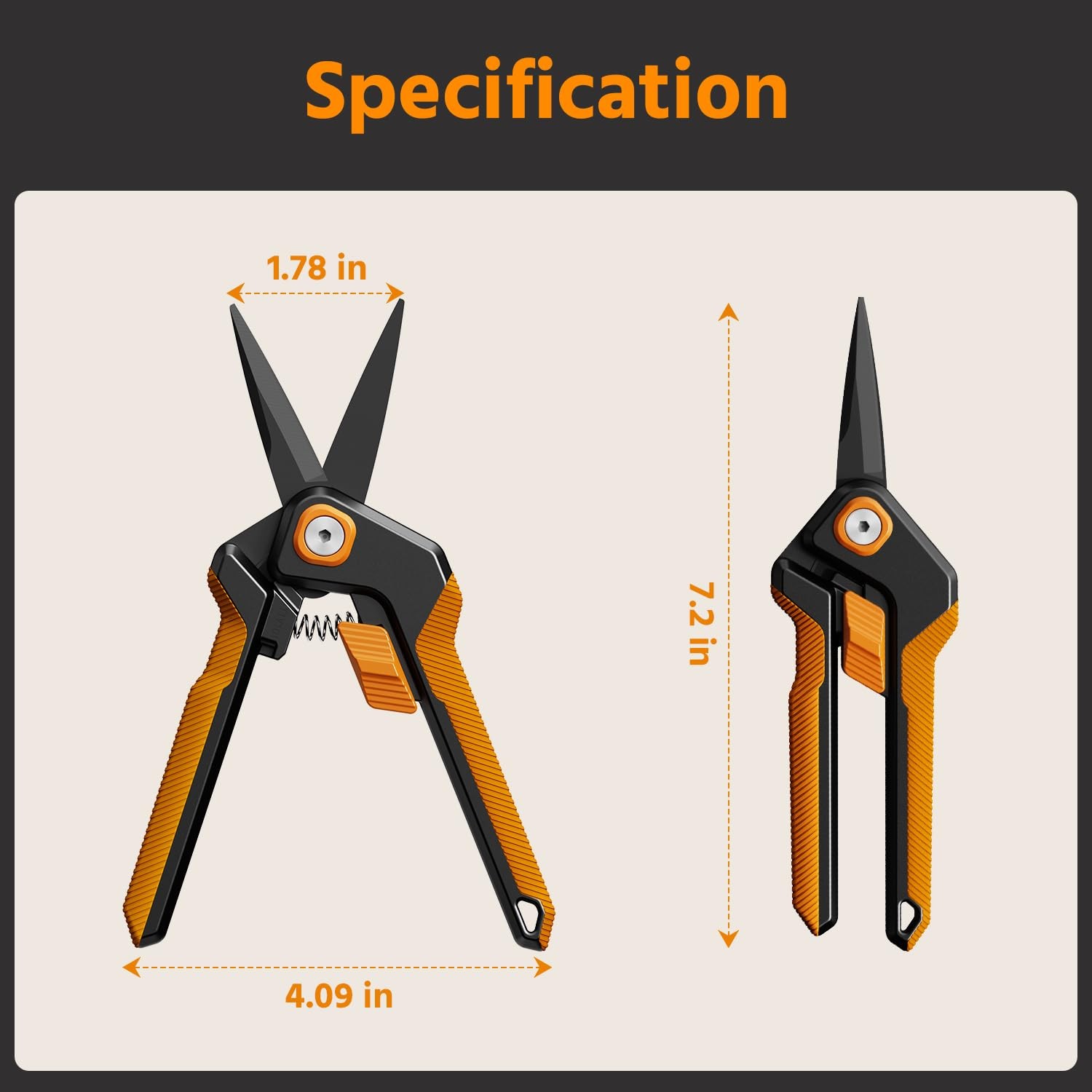 PrunePro Pruning Shears Gardening Scissors Set Professional Hand Orange